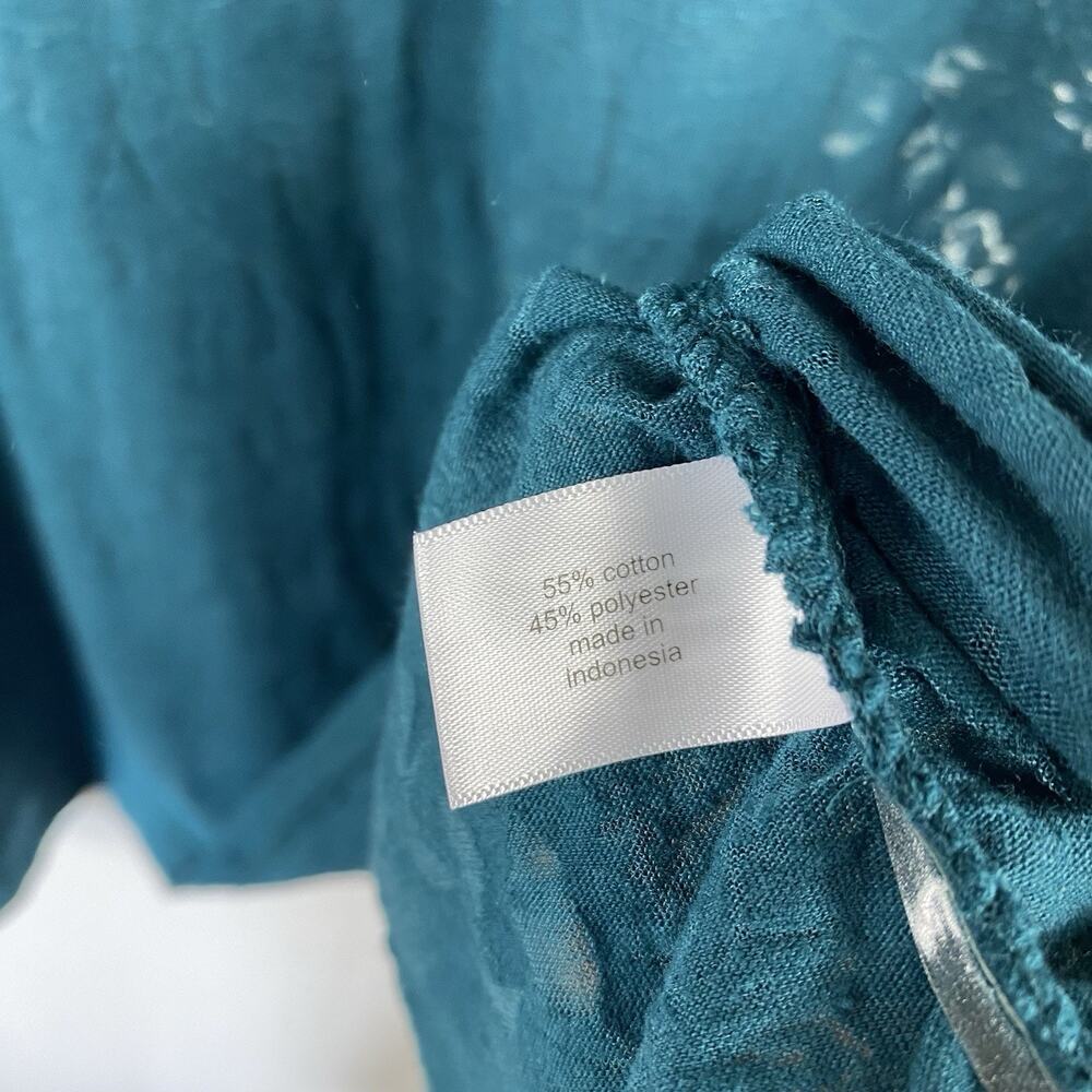 Lane Bryant Top 22 24 T-Shirt Tee Green Emerald 3/4 Sleeve V-Neck Burnout - Picture 8 of 9